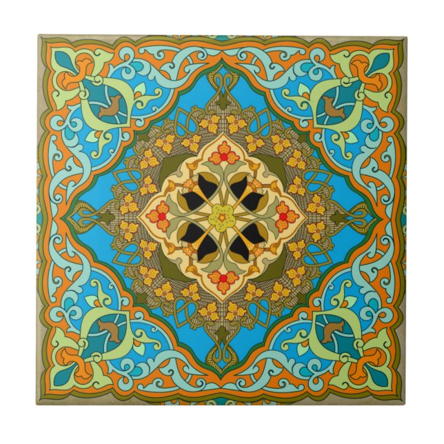 Azulejo Oro azul de mosaico (Frente)