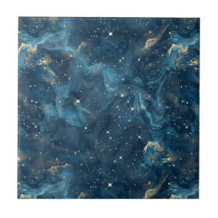 Azulejo Oro Azul Galaxia Celeste Nebulosa Estrellas
