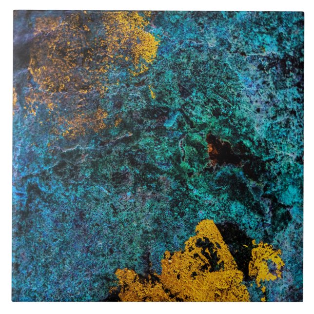 Azulejo Oro azul metálico de cobre moderno (Frente)