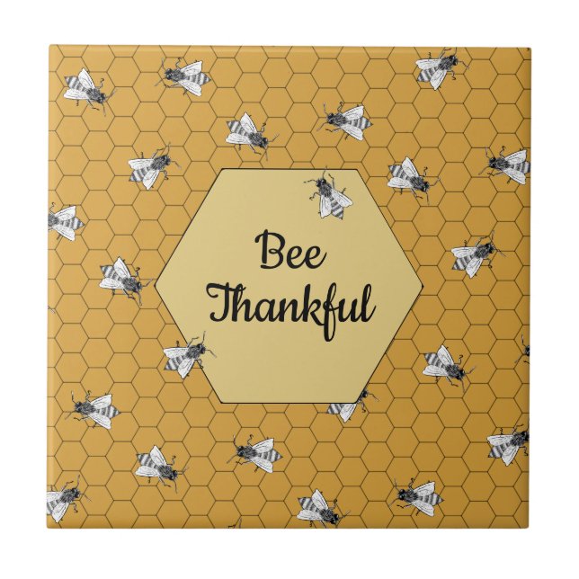 Azulejo Oro cociente de abeja de miel agradecido (Frente)