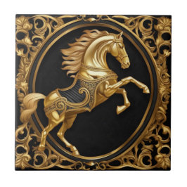 Azulejo Oro de caballo y marco ornamental negro