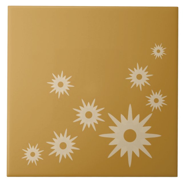 Azulejo Oro de Ochre Starburst Moderno de Mediados del Sig (Frente)