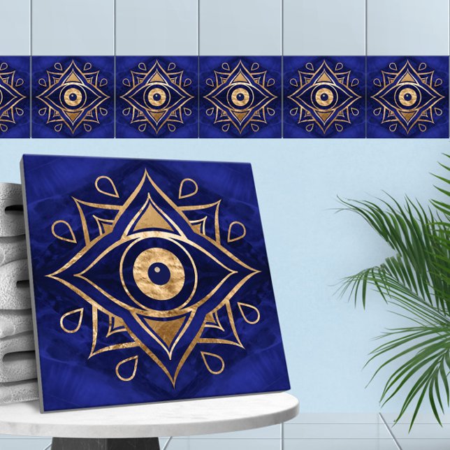 Azulejo Oro de ornamento malvado y mármol azul (Subido por el creador)