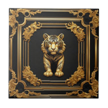 Oro de tigre y marco ornamental negro