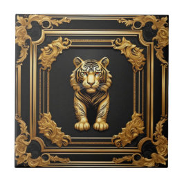 Azulejo Oro de tigre y marco ornamental negro