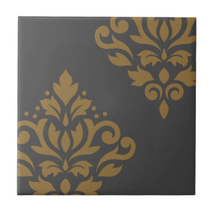 Azulejo Oro del arte I del damasco de la voluta en gris
