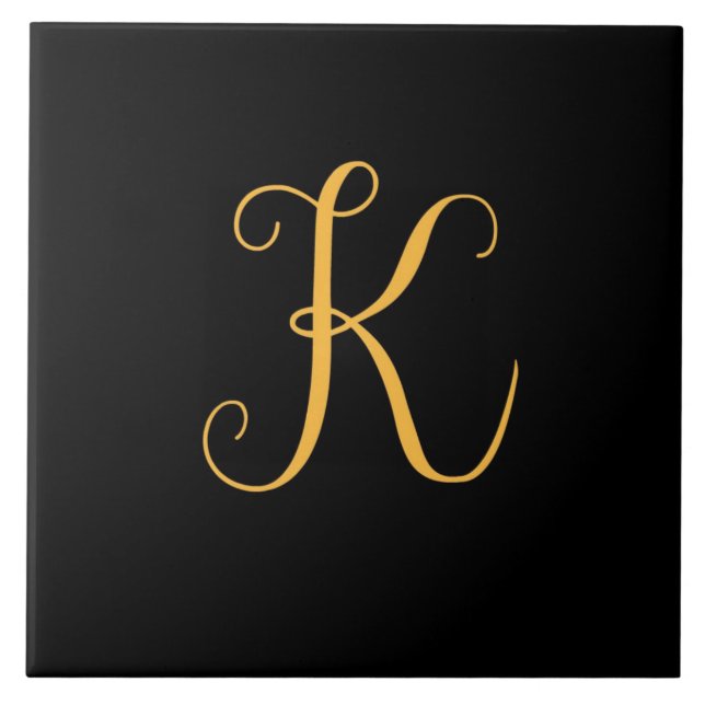 Azulejo Oro K en monograma negro (Frente)