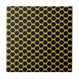 Azulejo Oro metálico con estilo de punto negro