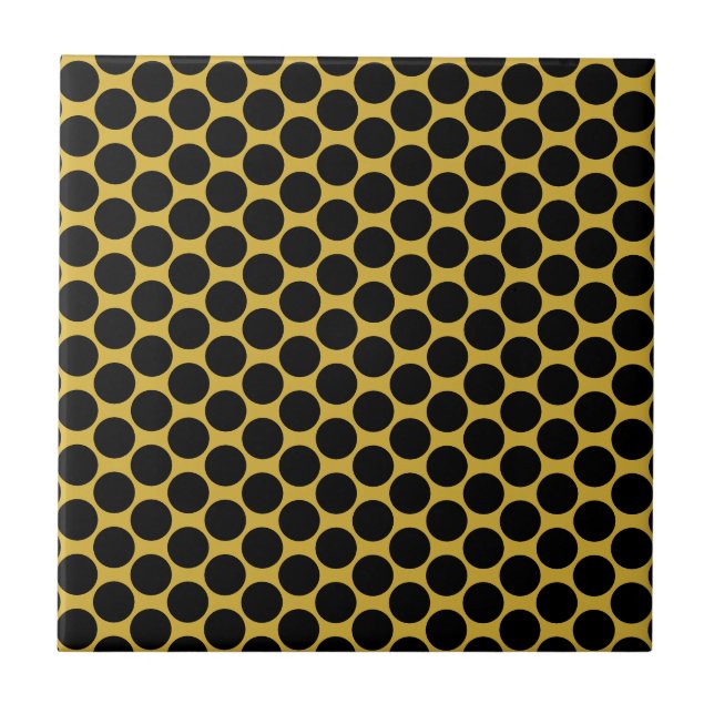 Azulejo Oro metálico con estilo de punto negro (Frente)
