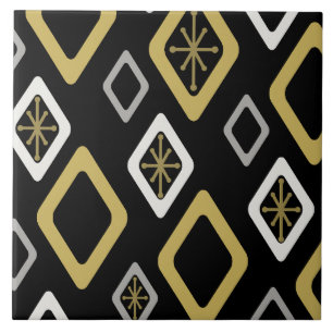 Azulejo Oro negro de diamantes de mediados de siglo