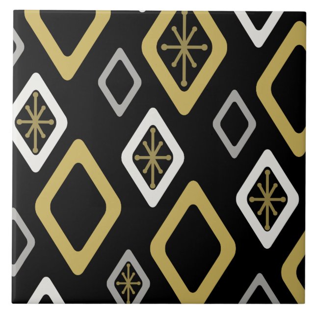Azulejo Oro negro de diamantes de mediados de siglo (Frente)
