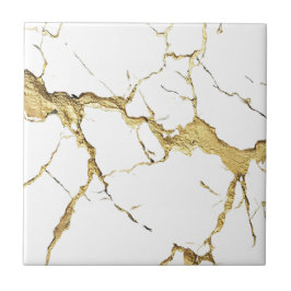 Azulejo Oro Pesado en Mármol Blanco