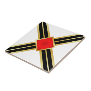 Azulejo Oro Rojo Negro Cruces Entrecruzadas