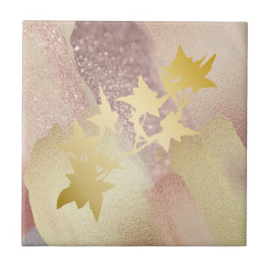 Azulejo Oro Rosa, mosaico cerámico de oro (4,25" x 4,25")