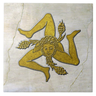 Azulejo Oro trinacria siciliano en patrón Fresco