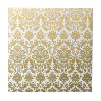 Azulejo Oro y modelo elegante blanco del damasco