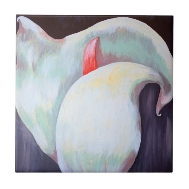 Azulejo Orquídea Blanca De Marfil Con Hues De Limón Lilac (Frente)