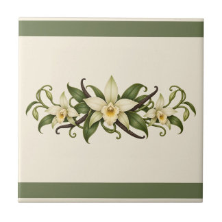 Azulejo Orquídea Vainilla y Friso de Color Personalizado d