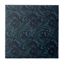 Oscuro Damask Blue Swirl Patrón masculino