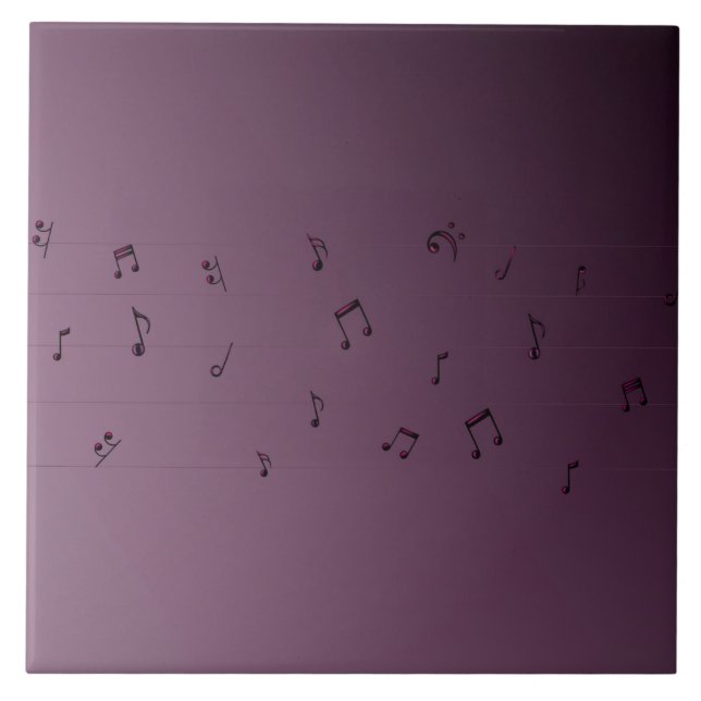 Azulejo Oscuro Ombre Musical Notes Mauve (Frente)