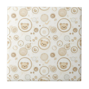 Azulejo Osito de peluche neutral en círculo beige bebé (1)