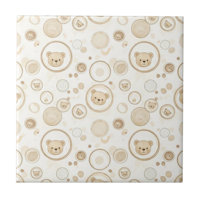 Azulejo Osito de peluche neutral en círculo beige bebé (1) (Frente)
