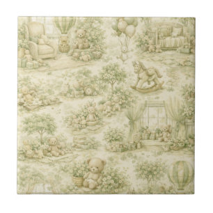 Azulejo Oso de felpa de guardería neutral beige patrón (3)