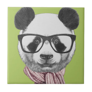 Azulejo Oso de panda listo del invierno