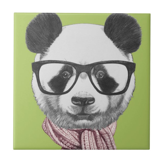 Azulejo Oso de panda listo del invierno (Frente)