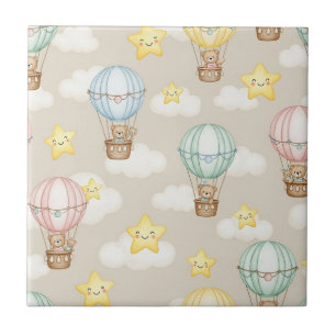 Azulejo Oso de peluche lindo globo aerostático Patrón neut