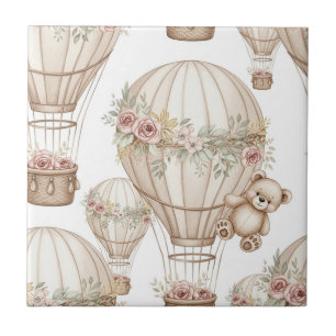 Azulejo Oso de peluche lindo globo aerostático Patrón neut