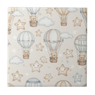 Azulejo Oso de peluche lindo globo aerostático Patrón neut