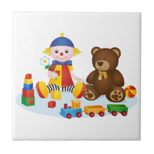 Azulejo Oso de peluche y niños payasos