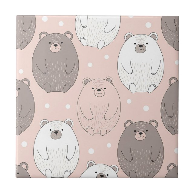 Azulejo Oso Lindo - Suave Bosque Pastel (2) (Frente)
