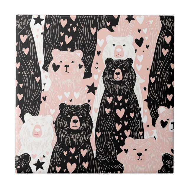 Azulejo Oso Lindo - Suave Bosque Pastel (5) (Frente)