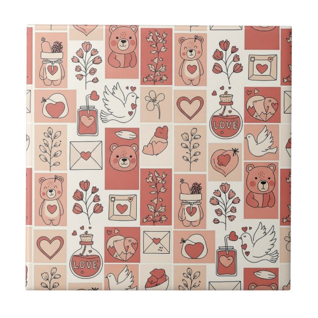 Azulejo Oso Lindo - Suave Bosque Pastel (6) (Frente)