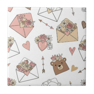 Azulejo Oso Lindo y Corazones -- Guardería Pastel (5)