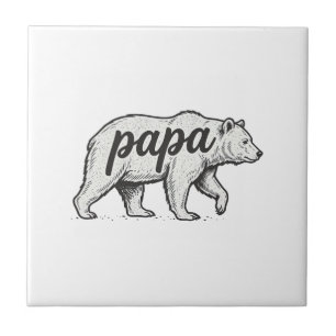 Azulejo Oso Papá Grabado Vintage Diseño Vectorial_1