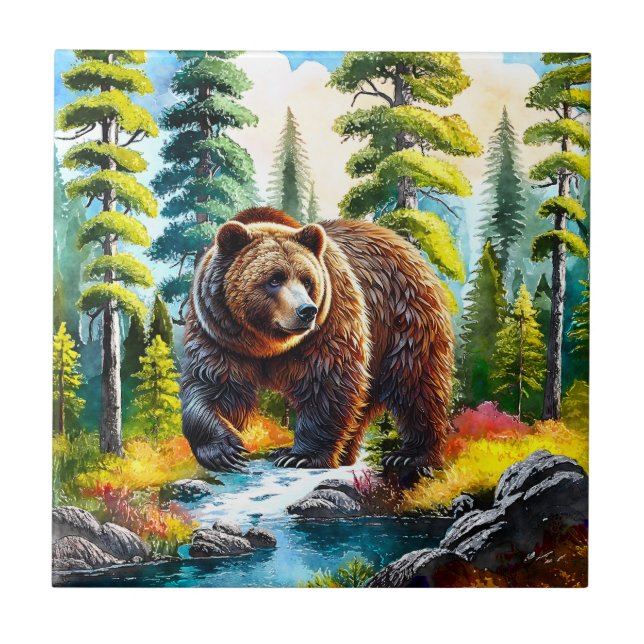 Azulejo Oso pardo del bosque lindo (Frente)