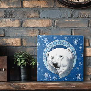 Azulejo Oso Polar Snowflake Art Nouveau