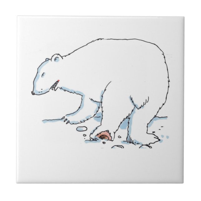 Azulejo Oso Polar Tejido de cerámica pequeña (Frente)