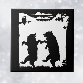 Azulejo Osos Vintage Dancing Bears Black Silhouette Treys 