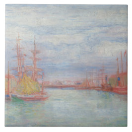 Azulejo Ostend Harbor de James Ensor (1900)