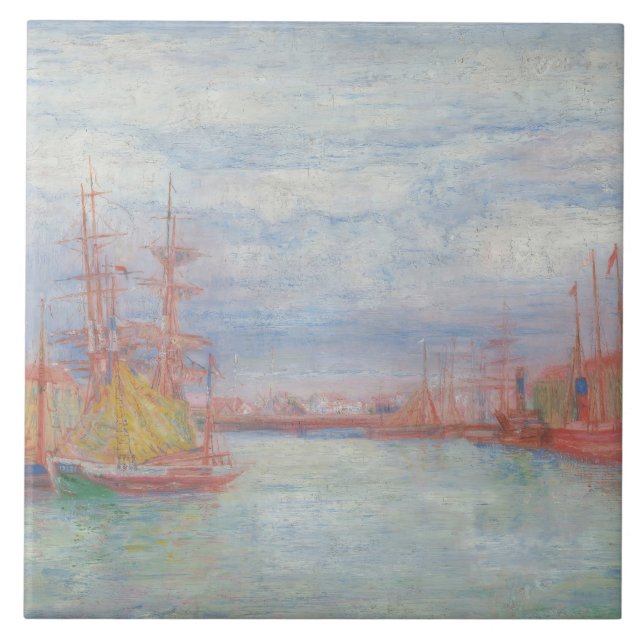 Azulejo Ostend Harbor de James Ensor (1900) (Frente)