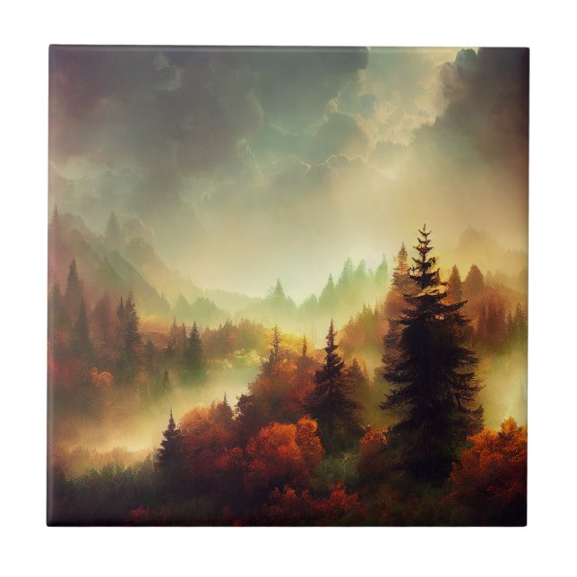 Azulejo Otoño en el paisaje montañoso (Frente)