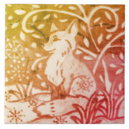 Azulejo Otoño Fox Snow Gold Copper Winter Woodland