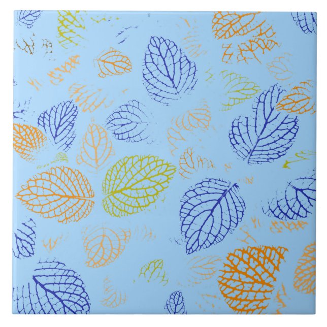 Azulejo Otoño, patrón de hojas 3 (Frente)