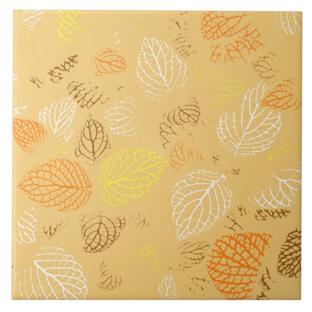 Azulejo Otoño, Patrón de Hojas 4 (Frente)