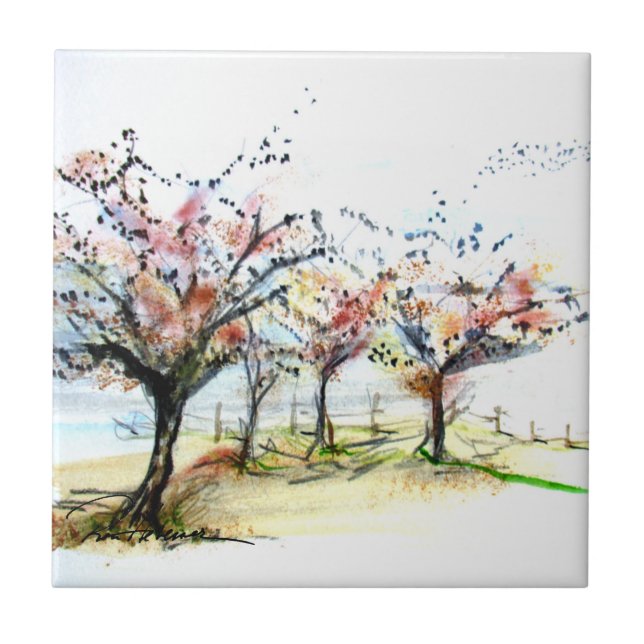 Azulejo Otoño Tees & Birds (Frente)