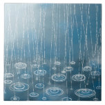 Azulejo Otra pintura del Día de Lluvia<br><div class="desc">Pintura de lluvia y charcos salpicando sobre un fondo azul. Un típico día de verano inglés.</div>